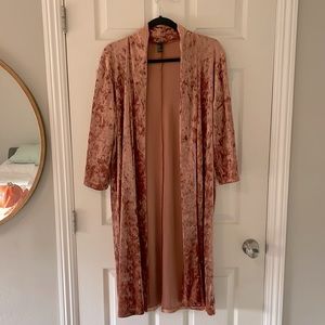 Rusty orange velour long cardigan